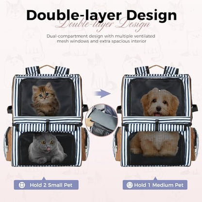 Double Cat Backpack Carrier for 2 Cats, Double-Compartment Pet Carrier Backpack - Image 3