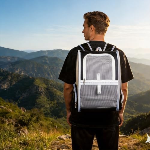 Cat Dog Backpack 12.6"×11.4"×16.5" Large Breathable Pet Bag Carrier - Image 3