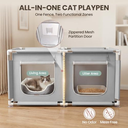 2-in-1 Cat Playpen Indoor Enclosure - Image 3