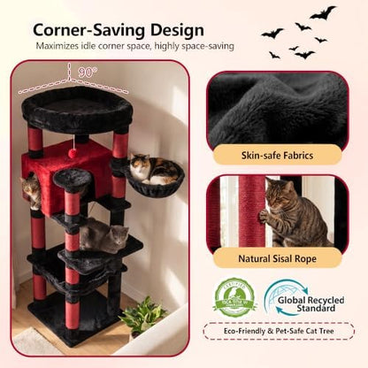 Heybly 53.1" Corner Cat Tree for Large Cats – Interactive Play HCT029BR - Image 4