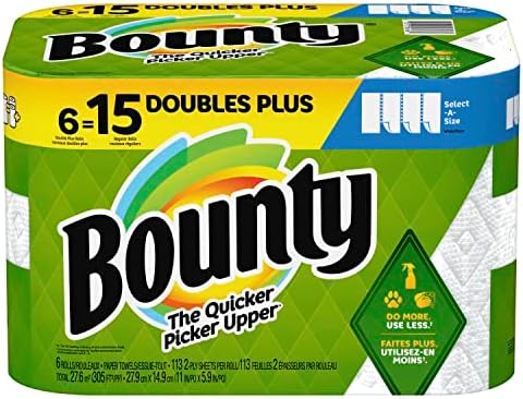 Bounty Select-A-Size Paper Towels, 6 Double Plus Rolls, 113 Sheets Per Roll by Bounty