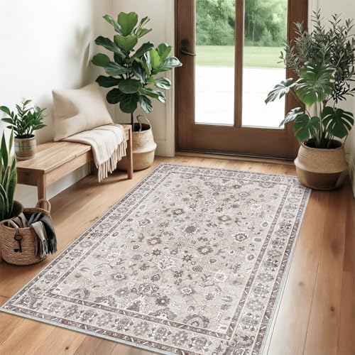 3x4 Washable Entry Rugs Soft Non-Slip Kitchen Runners Indoor Beige by NYZEL