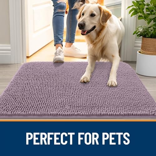 OLANLY Dog Door Mat for Muddy Paws 32x20, Super Absorbent Chenille Mud Mat - Image 6