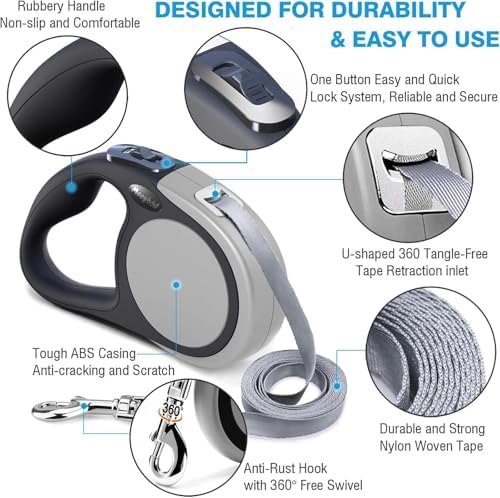 Heavy Duty Retractable Dog Leash-16ft Strong & Durable Walking Leash - Image 5