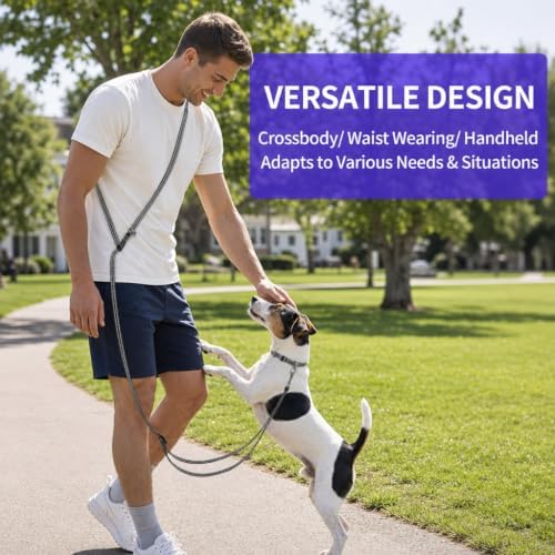 Kazazoo Hands-Free Dog Leash Adjustable Length 5-8Ft, Crossbody & Waist - Image 2