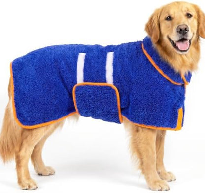 Dog Bathrobe, Super Absorbent for Small to Large Dogs, Dark Blue XL by Bienbee