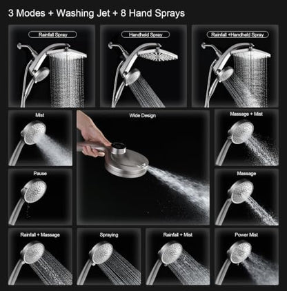 Rain Shower Head with Handheld Showerhead, Nickel 1.8GPM 460311 - Image 3