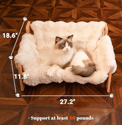 CHEERHOME PETS Elevated Cat Couch Bed Wooden Raised Kitty Sofa Lounge Chair - Image 5