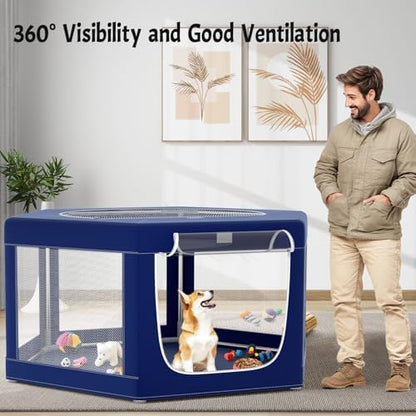 Hexagonal Dog playpen, 45 Inch Soft Puppy Playpen - Image 3
