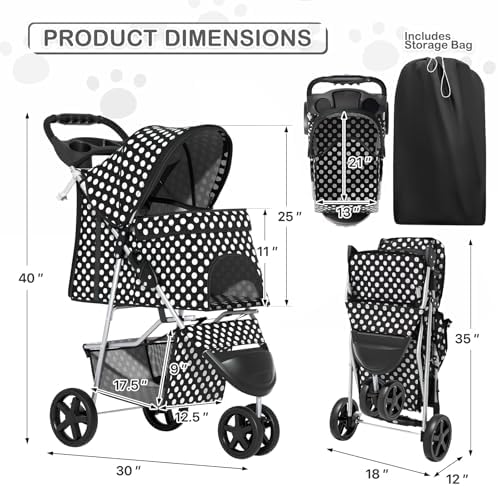 MoNiBloom Pet Stroller for Small/Medium Dogs and Cats - Image 2