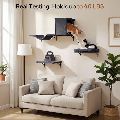 Endark 5‑in‑1 Cat Wall Shelves, Wall Hanging Cat Climbing Wall Set - Image 5