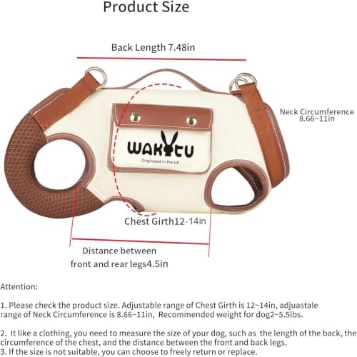 Wakytu Dog Lift Harness Dog Carrier VES Harness Adjustable Leash - Image 5