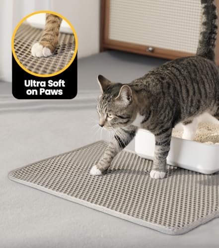 Cat Litter Trapping Mat, Hexagon Grids & Anti-Leak Base, Machine Washable - Image 4