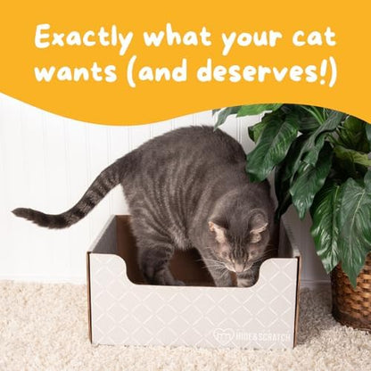 Hide & Scratch Cardboard Cat Scratcher Box & Bed Light Grey Diamond Pad - Image 6