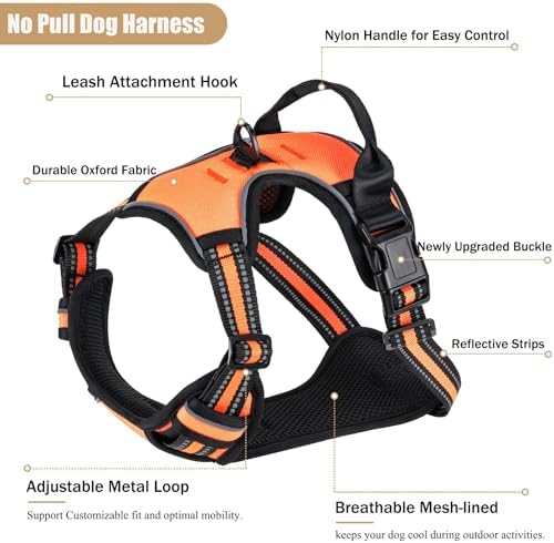 No Pull Dog Harness, Adjustable Reflective Front Clip Pet Vest - Image 2