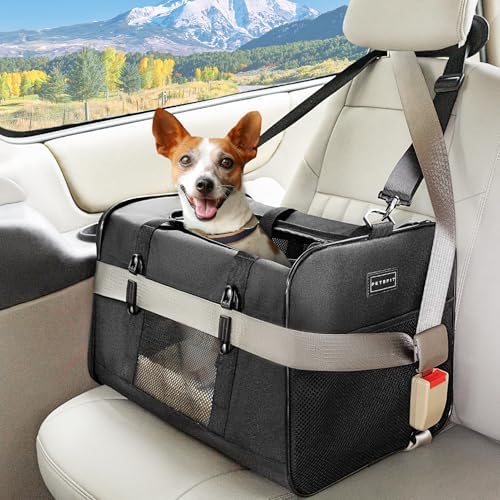 Petsfit Large Cat Carrier for Car Travel, Patented Seat Belt Buckle, 20 lb by Petsfit