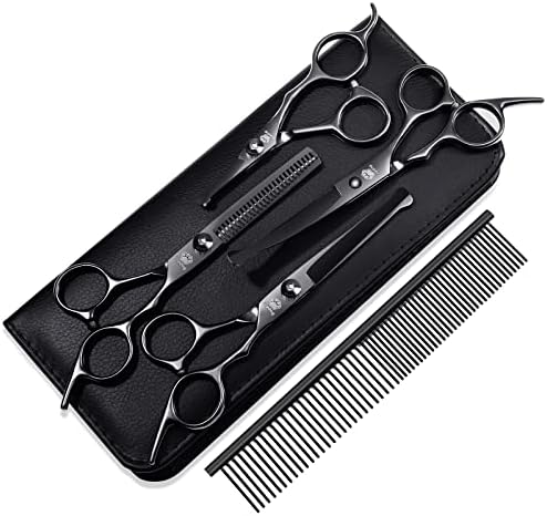 Dog Grooming Scissors Kit with Safety Round Tips, GLADOG Professional 6 in 1 by GLADOG