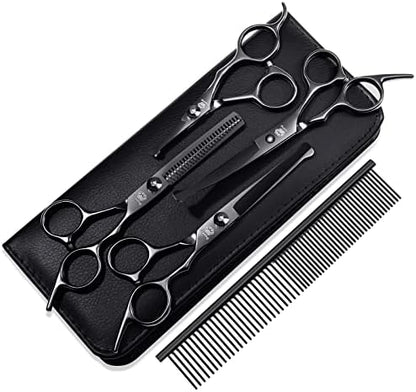 Dog Grooming Scissors Kit with Safety Round Tips, GLADOG Professional 6 in 1 by GLADOG