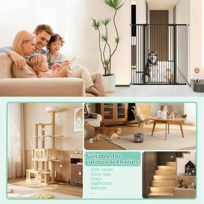 51" Extra Tall Cat Gate for Doorway Auto Close Encrypted Cat Gate 30"-49.27" - Image 5