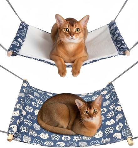Fantasreen Reversible Cat Hanging Hammock 2-Pack Adjustable Straps by Fantasreen
