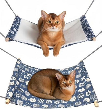 Fantasreen Reversible Cat Hanging Hammock 2-Pack Adjustable Straps by Fantasreen