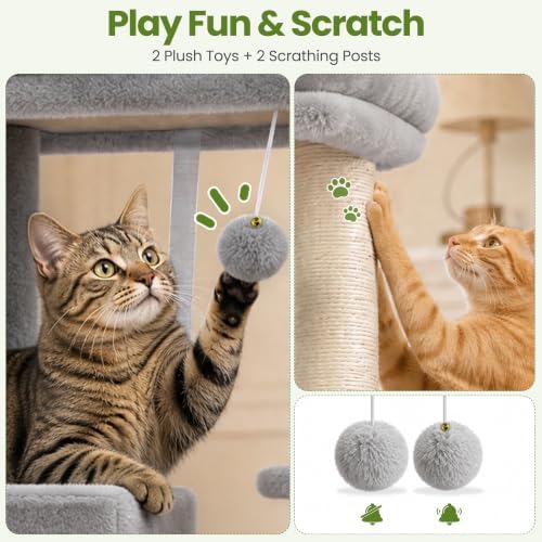 Small Cat Tree Tower for Indoor Cats, 40 in Multi-Level Cat Scratching Post - Image 4