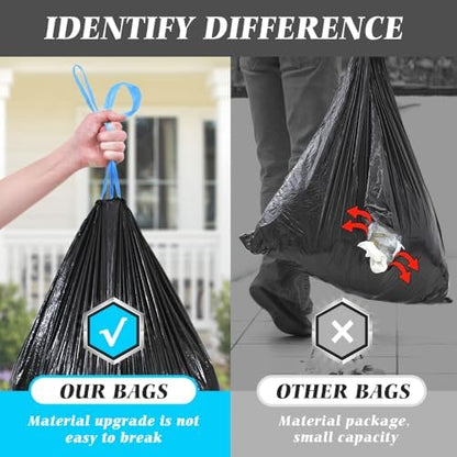 Teivio 15 Gallon 60 Counts Strong Tall Kitchen Drawstring Trash Bags, Medium - Image 6