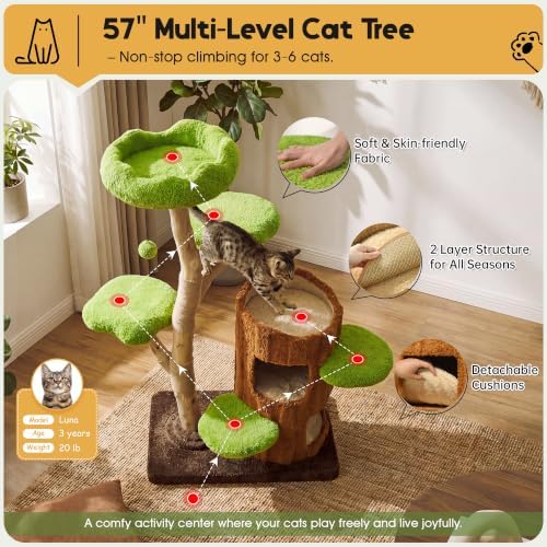 57’’ Cat Tree, Large Cat Tower - Image 4