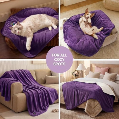 Luciphia Waterproof Pet Blanket, Washable Reversible Sherpa Fleece Throw - Image 5