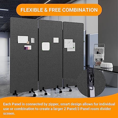 3 Panel Soundproof Room Divider, Portable Acoustic Office Divider - Image 3