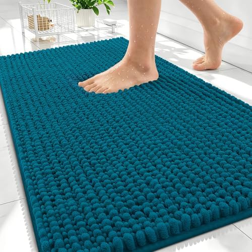 OLANLY Thick Chenille Absorbent Bathroom Rugs Mat 30x20, Peacock Blue by OLANLY