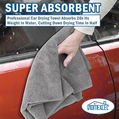 HOMEXCEL Professional Large Microfiber Car Drying Towels 8 Pack - Image 4