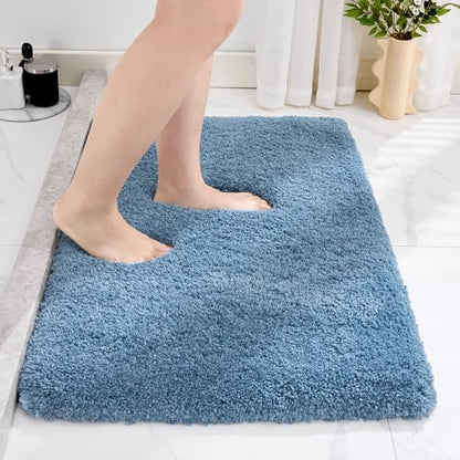 Disolla Blue Bathroom Rugs 17x24, Microfiber Non-Slip Plush Small Bath Mat by Disolla