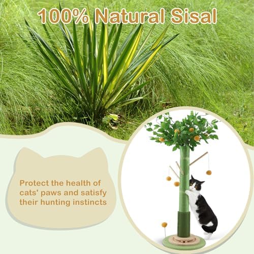 46" Tall Cat Scratching Post, Natural Sisal Cat Tree - Image 5