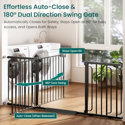 Cumbor Extra Wide Baby Gate, 36.6-69" Walk-Through Dog Gate Black - Image 2