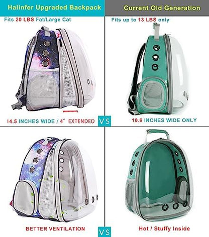 Front Expandable Cat Backpack Carrier, Fit up to 20 lbs, Printed Artwork - Image 3