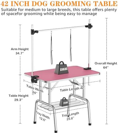 Professional Dog Pet Grooming Table Adjustable Heavy Duty Portable w/Arm & - Image 5