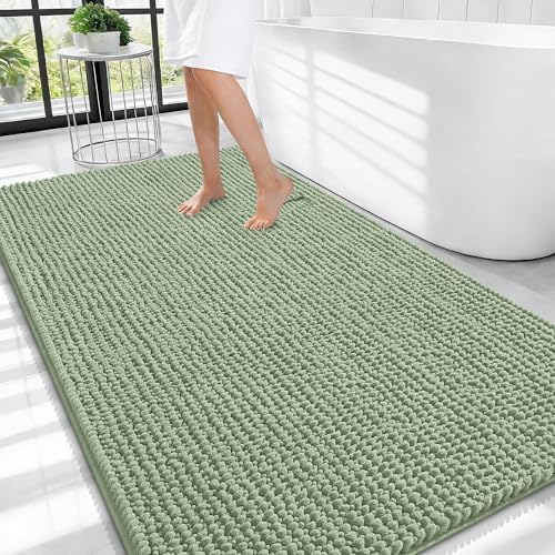 OLANLY Thick Chenille Large Bathroom Rugs Mats 44x32, Sage Green by OLANLY