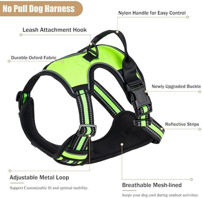 No Pull Dog Harness, Adjustable Reflective Front Clip Pet Vest - Image 2