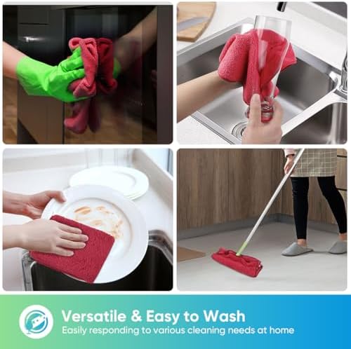 HOMEXCEL Red Microfiber Cleaning Cloth, Microfiber Towels - Image 4