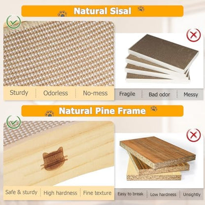 3 in 1 Sisal Cat Scratcher Bed, Solid Pine Cat Scratcher - Image 6