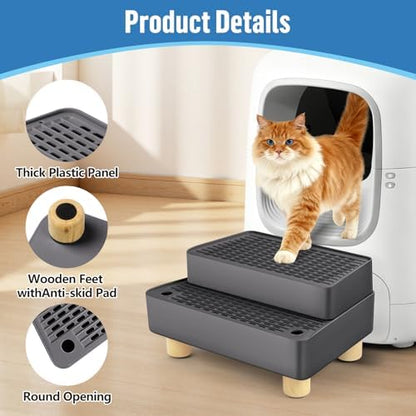Extra Large 2 Steps Cat Litter Box Step Ramp, Cat Litter Catcher Mat - Image 4