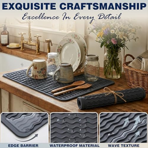 CAKETIME 2 Pack Silicone Dish Drying Mat - Image 5