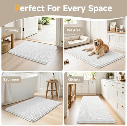 Ophanie White Bathroom Rugs Sets 2 Piece, Soft Chenille Bath Mat, Non Slip - Image 7