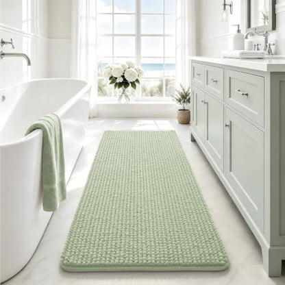 Ophanie Sage Green Bathroom Rugs 48x24, Soft Chenille Bath Mat, Non Slip by Ophanie