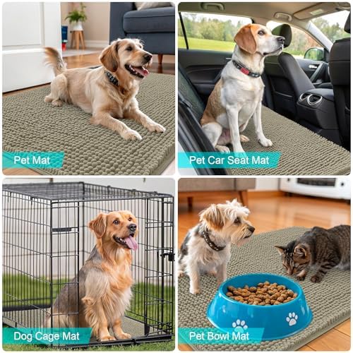 OLANLY Dog Door Mat for Muddy Paws 40x32, Super Absorbent Chenille Mud Mat - Image 7