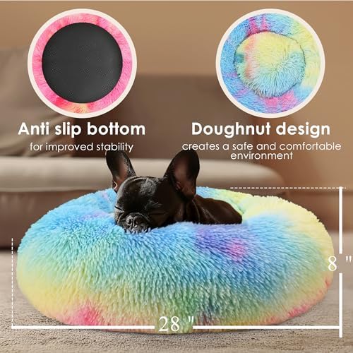 28in Large Dog Bed, Calming Donut Bed - Image 3