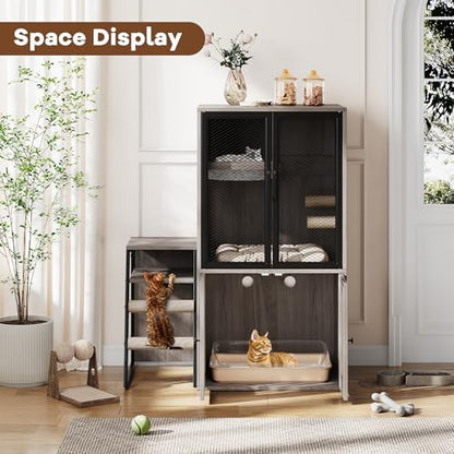 TrailBlaze Modern Double Cat Litter Box Enclosure Furniture – Hidden Storage - Image 5