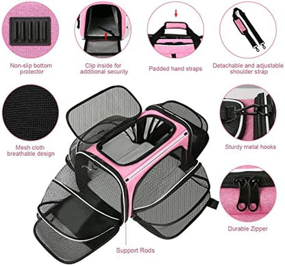 Estarer Soft Sided Pet Carrier Airline Approved, 4 Sides Expandable Collapsible - Image 5