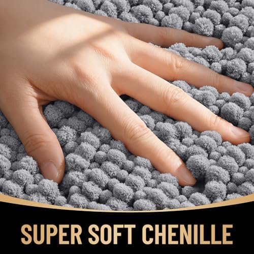 OLANLY Thick Chenille Bathroom Runner Rugs 44x24, Absorbent Bath Mat - Image 2